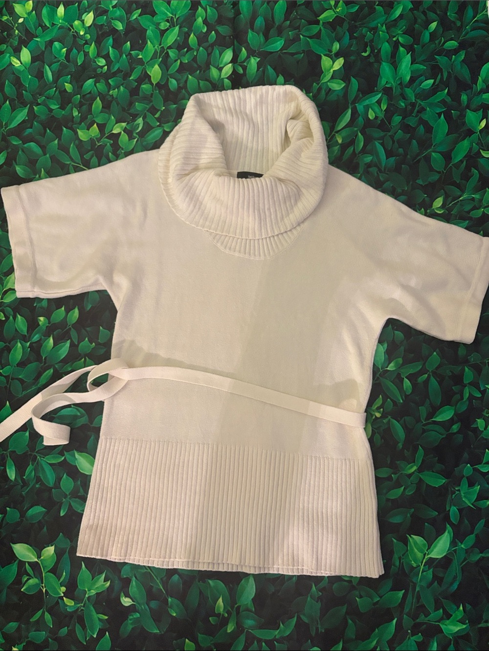 Mossimo Supply Co. Cream Short-Sleeve Turtleneck Sweater